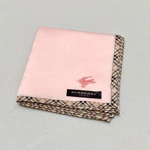 100% Authentic NWT Burberry Pink Tartan Scarf Handkerchief Made in Japan - Picture 7 of 14